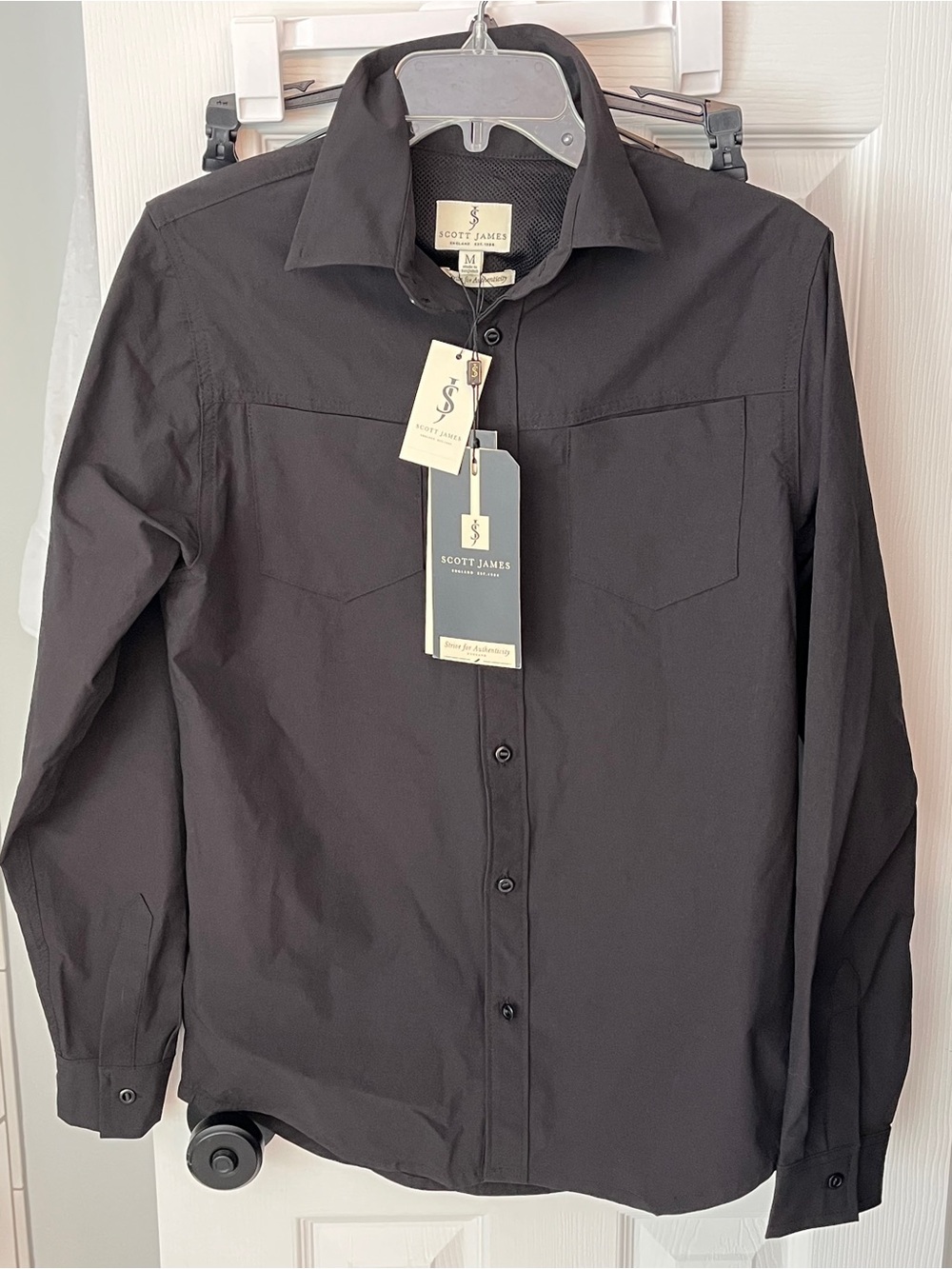 Men's Long Sleeve Button-Up Shirt — Black NWT Scott James